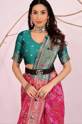 Ethnic motifs zari silk cotton heavy work kanjeevaram saree