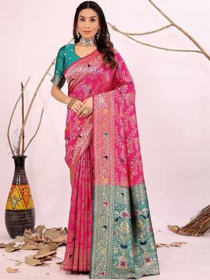 Ethnic motifs zari silk cotton heavy work kanjeevaram saree 2