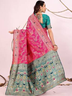 Ethnic motifs zari silk cotton heavy work kanjeevaram saree 3