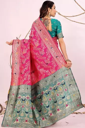 Ethnic motifs zari silk cotton heavy work kanjeevaram saree