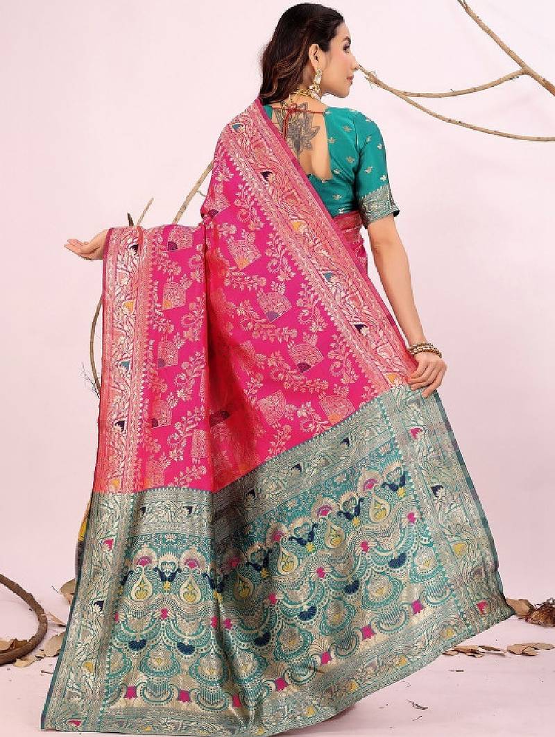 Ethnic motifs zari silk cotton heavy work kanjeevaram saree