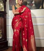 Floral woven design zari art silk kanjeevaram saree