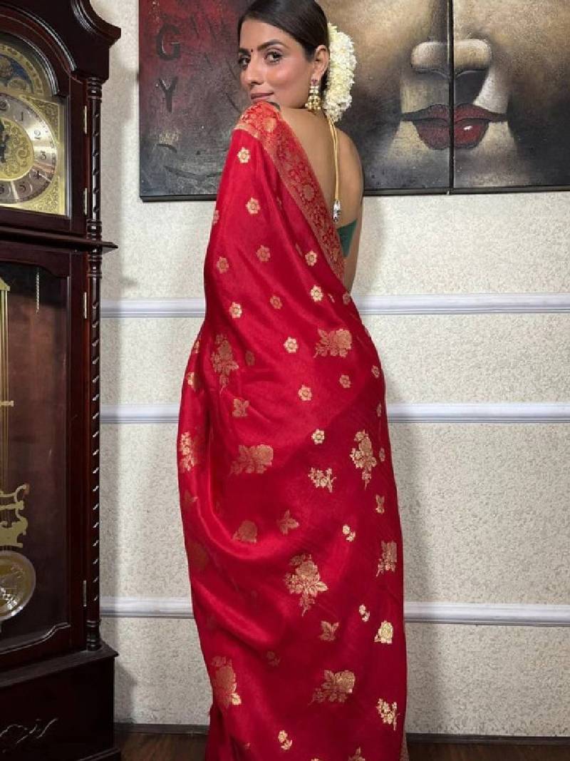 Floral woven design zari art silk kanjeevaram saree