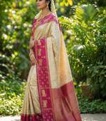 Woven design zari silk blend kanjeevaram saree