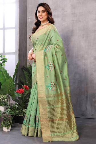 Floral embroidered kanjeevaram saree