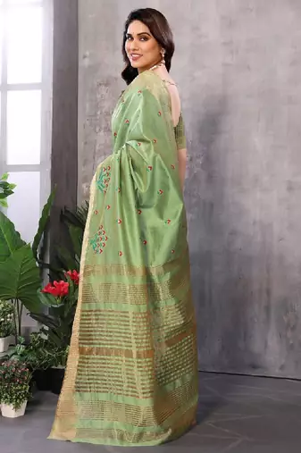 Floral embroidered kanjeevaram saree