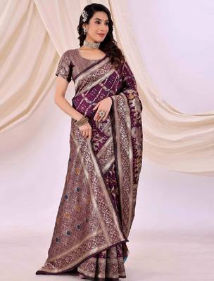 Ethnic motifs zari silk cotton kanjeevaram saree 1
