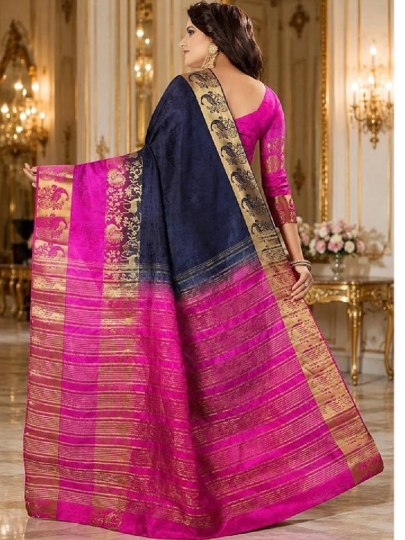 Blue art silk kanjeevaram sarees