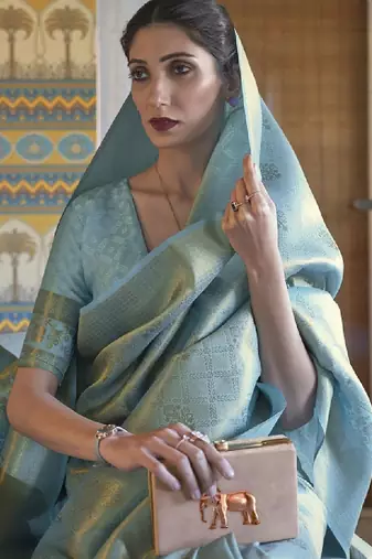 Ethnic motifs woven design zari kanjeevaram saree