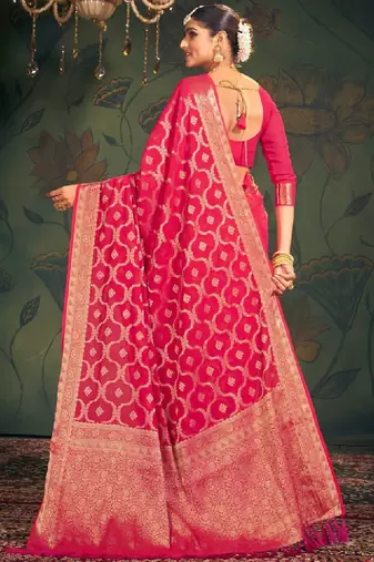 Ethnic motifs zari pure georgette kanjeevaram saree