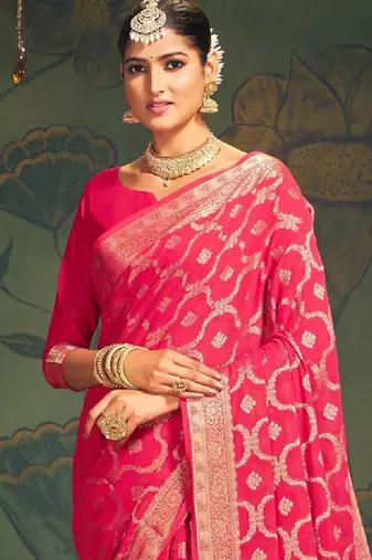 Ethnic motifs zari pure georgette kanjeevaram saree