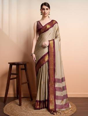 Ethnic motifs zari silk cotton kanjeevaram saree 1
