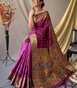 Woven design pure zari heavy work paithani kanjeevaram silk saree
