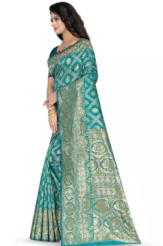 Woven design zari silk blend kanjeevaram saree