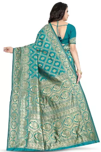 Woven design zari silk blend kanjeevaram saree