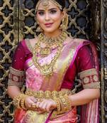 Woven design zari art silk heavy work kanjeevaram saree