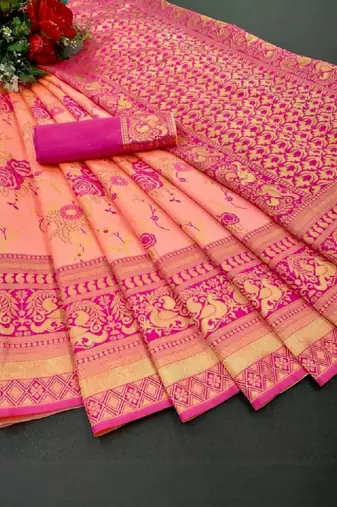 Woven design zari art silk heavy work kanjeevaram saree