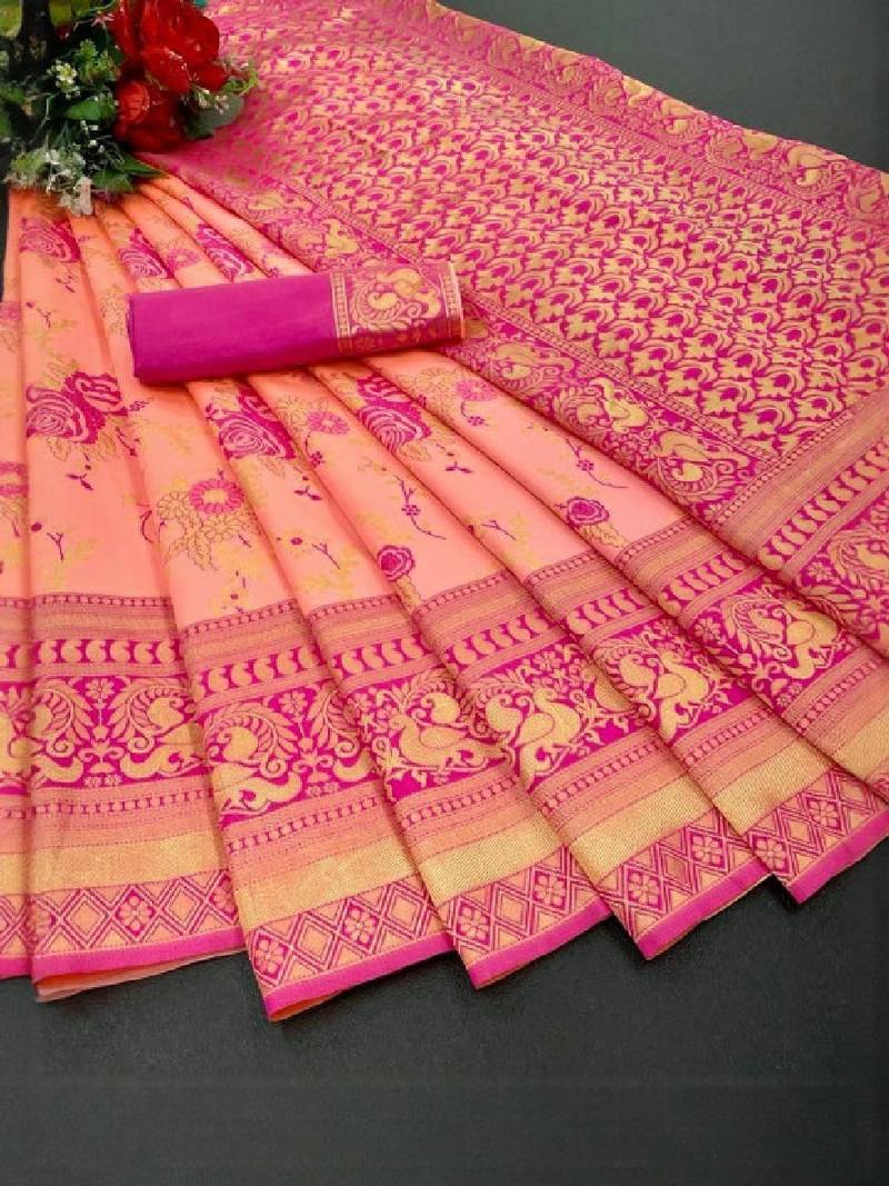 Woven design zari art silk heavy work kanjeevaram saree