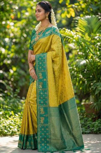 Woven design zari silk blend designer kanjeevaram saree