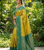 Woven design zari silk blend designer kanjeevaram saree