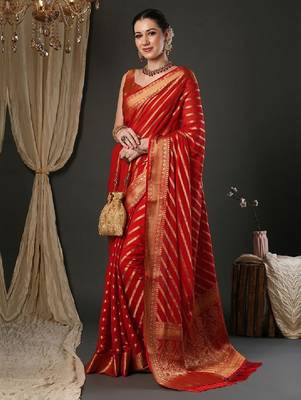 Woven design zari pure georgette kanjeevaram saree 1