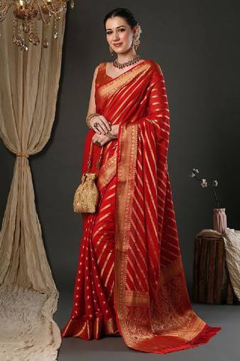 Woven design zari pure georgette kanjeevaram saree