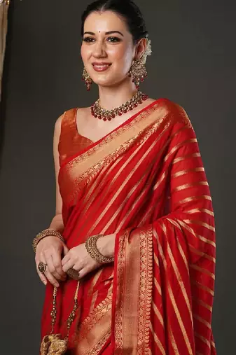 Woven design zari pure georgette kanjeevaram saree