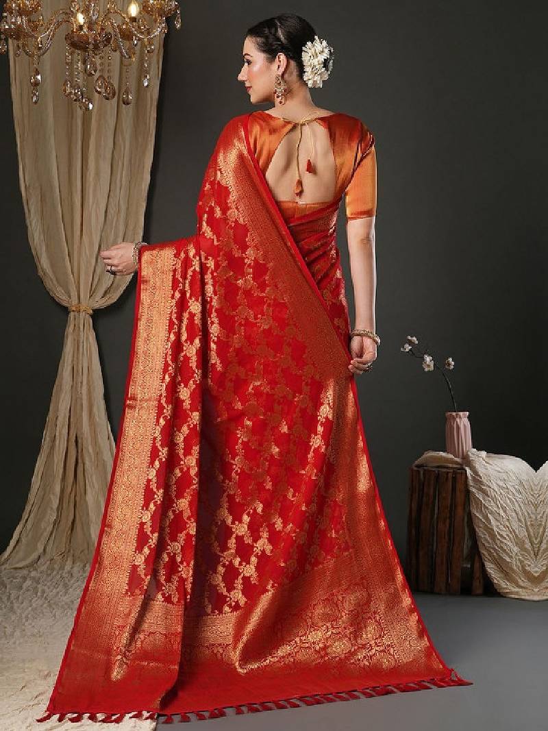 Woven design zari pure georgette kanjeevaram saree