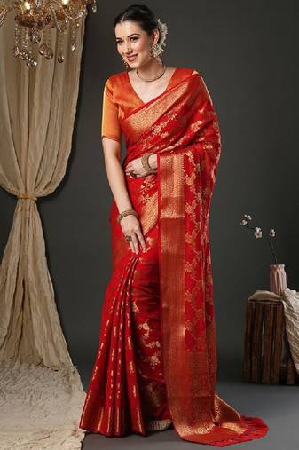 Woven design zari pure georgette kanjeevaram saree