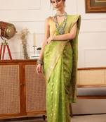 Woven design zari tissue fusion kanjeevaram saree