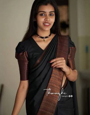 Woven design zari art silk handloom kanjeevaram saree 1