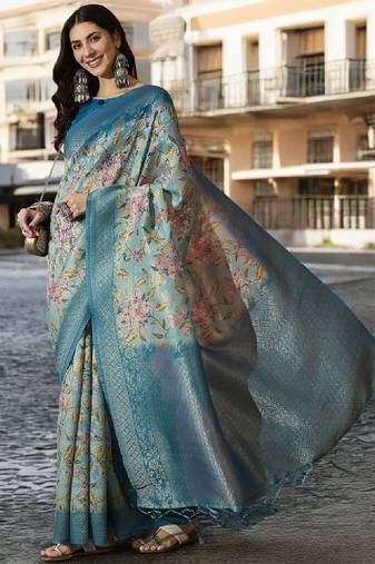 Woven design zari silk blend kanjeevaram saree
