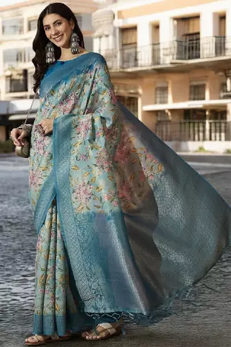 Woven design zari silk blend kanjeevaram saree