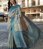 Woven design zari silk blend kanjeevaram saree