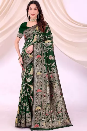 Woven design zari silk blend heavy work kanjeevaram saree