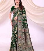 Woven design zari silk blend heavy work kanjeevaram saree