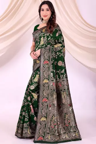 Woven design zari silk blend heavy work kanjeevaram saree