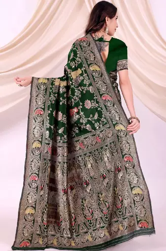 Woven design zari silk blend heavy work kanjeevaram saree