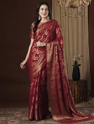 Ethnic motif zari woven kanjeevaram saree 1