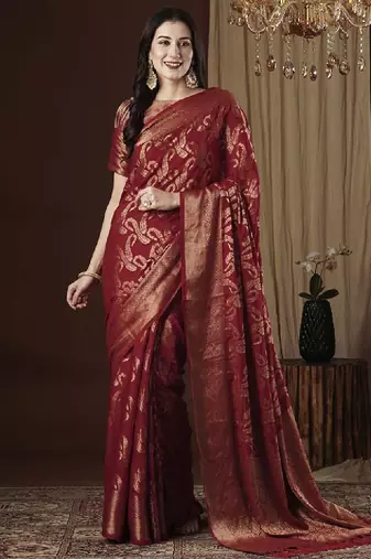 Ethnic motif zari woven kanjeevaram saree