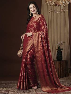 Ethnic motif zari woven kanjeevaram saree 3