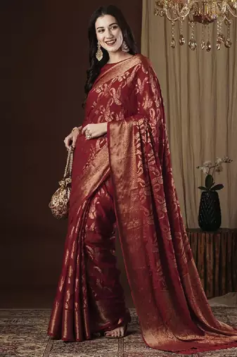 Ethnic motif zari woven kanjeevaram saree