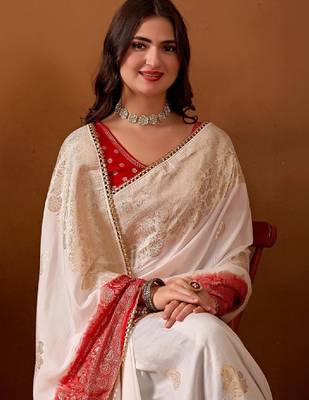 Woven design zari silk blend kanjeevaram saree 1