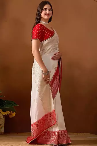 Woven design zari silk blend kanjeevaram saree