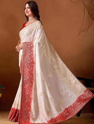 Woven design zari silk blend kanjeevaram saree 3