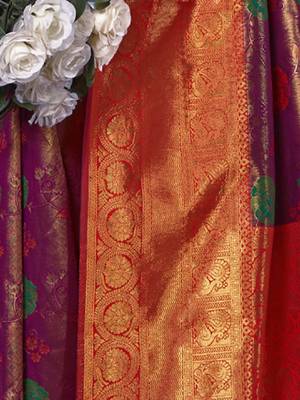 Ethnic motifs woven design zari traditional banarasi saree 3