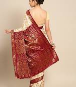 Beige art silk woven design kanjeevaram saree