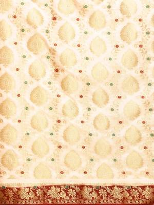 Beige art silk woven design kanjeevaram saree 2