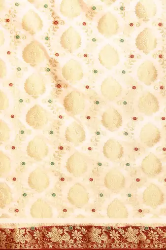 Beige art silk woven design kanjeevaram saree