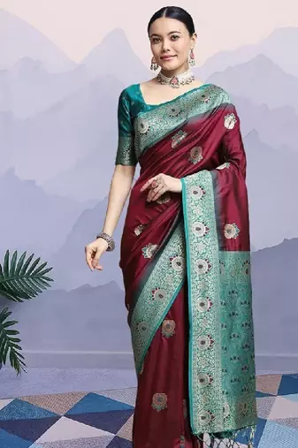 Woven design kanjeevaram saree